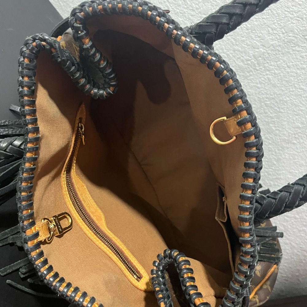 Louis Vuitton Brown Monogram Canvas Shoulder Bag with Black Braided Tassels - Picture 5 of 11